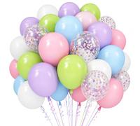 Fesnova Globos de 60 cumpleaños, color verde y blanco, con texto en inglés "Sesenta" y "Feliz cumpleaños", 9 unidades (coloridos)