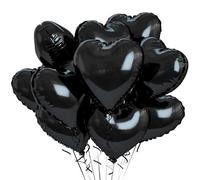 Fesnova Juego de globos negros con forma de corazón, 12 unidades, globos negros, corazón negro, para cumpleaños, boda, compromiso, despedida de soltera, día de San Valentín