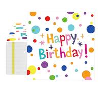 Fesnova Servilletas de papel con texto "Happy Birthday", 20 unidades, 33 x 33 cm, diseño de confeti multicolor, decoración para fiestas