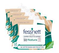 Fess Nett - Papel higiénico húmedo Natura x50 - Fórmula testada dermatológicamente 0% parabeno 0% fenoxiethanol - Hipoalergénico (Paquete de 4)