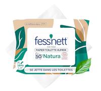 Fess Nett - Papel higiénico húmedo Natura x50 - Fórmula testada dermatológicamente 0% parabeno 0% fenoxiethanol - Hipoalergénico
