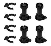 FESSOSKO 4 Piezas Cocina Patas Plásticas Pies, Patas Regulables para Muebles de Cocina, Patas Armario Cocina Ajustables con Clips de Fijación para Zócalo para Patas de Sofás Armarios, Alto 100-130 mm