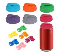 FESSOSKO 6 Piezas Tapas para Latas, 6 Abrelatas Manual, Tapas de Silicona Reutilizables, Cierre Hermético para Viajes, Camping, Picnic, Set Multicolor