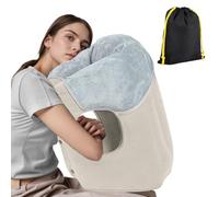 FESSOSKO Almohada Viaje Hinchable, Almohada Avion Portátil, Travel Pillow con Soporte Cervical, Fácil de Inflar y Desinflar Rápidamente, Adecuada para Viajes y Dormir en la Oficina, Gris