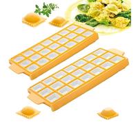 Festa Centro 2 moldes cuadrados y redondos de plástico para raviolis, molde para ravioli Italia, reutilizable, fácil de limpiar, tamaño de los raviolis 3,4-3,6 cm, 26,5 × 10,8 × 2 cm (21 plazas