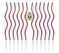 Festa Centro 24 Velas de tarta de cumpleaños, velas en espiral de cumpleaños largas y finas con superficie metálica, vela en espiral para cupcakes para cumpleaños, fiestas, decoración de tartas (rojo)