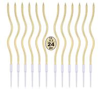Festa Centro 24 Velas de tarta de cumpleaños, velas en espiral de cumpleaños largas y finas con superficie metálica, vela en espiral para magdalenas para cumpleaños, fiestas, decoración (doradas)