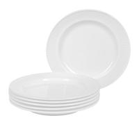 Festa Italia Juego de 6 Platos de Postre 20 cm Vidrio Opal Blanco | 6 platos pequeños coordinados - Vidrio Opal Blanco, borde acanalado; para seis puestos
