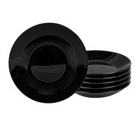 Festa Italia Juego de 6 Platos Hondos 21,5 cm Vidrio Opal Negro | 6 platos para sopa / pasta coordinados - Vidrio Opal Negro, redondo; para seis puestos