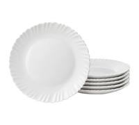 Festa Italia Juego de 6 Platos Llanos 23,5 cm Vidrio Opal Blanco | 6 platos llanos coordinados - Vidrio Opal Blanco, forma ondulada; para seis puestos