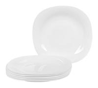Festa Italia Juego de 6 Platos Llanos 27 cm Vidrio Opal Blanco | 6 platos llanos coordinados - Vidrio Opal Blanco, cuadrado suave; para seis puestos