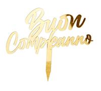 Festa Wow Cake Topper de plexiglás acrílico color dorado para felicitaciones cumpleaños graduación decoración tarta cumpleaños, fiesta, graduación, jubilación 100% Made in Italy (feliz cumpleaños)