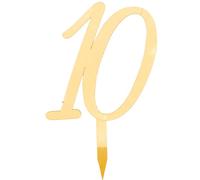 Festa Wow Cake Topper - Números de plexiglás acrílico de color dorado para decoración de tartas de cumpleaños, bodas, aniversarios, varios tamaños, accesorios para cumpleaños, 100 % fabricado en