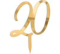 Festa Wow Cake Topper - Números de plexiglás acrílico de color dorado para decoración de tartas de cumpleaños, bodas, aniversarios, varios tamaños, accesorios para cumpleaños, 100 % fabricado en