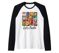 Festejemos el Cinco de Mayo Sugar Skull Margarita Camiseta Manga Raglan