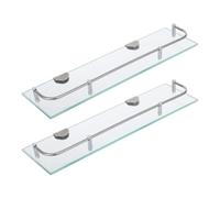 FESTFENDS 2 estantes flotantes de Vidrio rectangulares - Estante de Pared para Ducha de baño - de Almacenamiento Transparente y Resistente para champú, loción y cosméticos