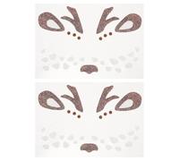 FESTFENDS 2 láminas de pegatinas de tatuajes faciales de renos navideños: joyas faciales de renos con purpurina - Lindas joyas de maquillaje para mujeres y niñas, ideales para cumpleaños, Navidad y