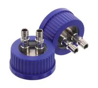 FESTFENDS 2 tapas de acero inoxidable 304 GL45 para frascos de cultivo - Tapa segura para transferencia de líquidos - de alimentación a prueba de fugas para preparación de medios y recolección de