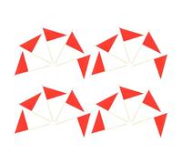FESTFENDS 20 Piezas Banderas de Señalización de Obras Banderas para Marcar Césped Triangulares Rojas de Bambú y Poliéster, Flexibles, para Replanteo de Terreno y Paisajismo