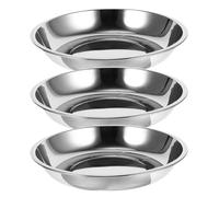 FESTFENDS 3 Piezas Cuenco para Perros y Cuenco para Gatos de Acero Inoxidable, Poco Profundo, Reutilizable y Fácil de Limpiar, Plata, para Perro y Gato