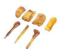 FESTFENDS 7 Piezas Tabla de Raspar de Resina Naranja para Masaje Facial y Corporal Diseño Triangular y Forma de Pez para Muscular y Cuidado Piel