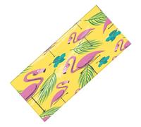 FESTFENDS Alfombra de Flamingo para Cocina y Dormitorio, Fibra de Poliéster Cómoda y Resistente, Diseño Rectangular Estampado Amarillo para Decoración del Hogar