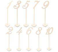FESTFENDS Bases de Madera en Forma de Corazón Paquete de 10 Piezas para Números de Mesa del 1 al 10, Adorno Rústico Beige para Bodas y Recepciones