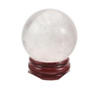 FESTFENDS Bola de Cristal de Cuarzo Bola de Cristal Que Equilibra los Chakras 40mm Blanco con Soporte de Madera para Hogar y Oficina