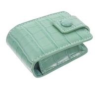 FESTFENDS Bolsa de Lápiz Labial Portátil con Espejo para Viaje, Contenedor para Guardar 3 Pintalabios, Material PU Verde, Diseño Elegante y Práctico