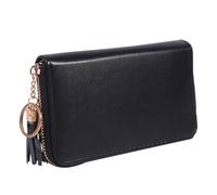 FESTFENDS Bolsa Práctica de Cuero Negro Cierre para Placas de Decoración de Uñas, Estuche Multifuncional para Manicura en Nail Art para Mujeres y Niñas