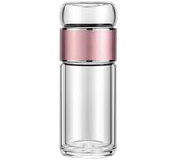 FESTFENDS Botella Infusora de Té de Vidrio de 250ml Separación de Agua, Diseño Compacto y Elegante, Adecuado para Oficina y Bolso Portátil