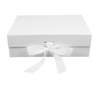 FESTFENDS Caja de regalo para damas de, 30,5 x 25,4 x 10,2 cm, white, con cinta, estuche rectangular para regalos de boda, cumpleaños, graduación y almacenamiento.