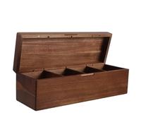 FESTFENDS Caja para guardar bolsitas de té: Estuche portátil de madera para bolsitas de té con 4 compartimentos, contenedor expositor de café con tapa para áreas de recepción - Ideal para
