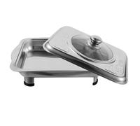 FESTFENDS con Tapa Transparente para Buffet de Acero Inoxidable Bandeja Rectangular y Esquinas Redondeadas, Resistente y Adecuado para Servir Alimentos en Comedor