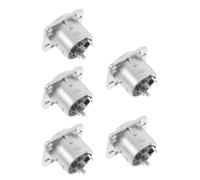 FESTFENDS Conector XLR Hembra de 3 Contactos 5 Piezas para Montaje en Panel, Socket de Latón Niquelado Adecuado para Micrófonos y Equipos de Audio Profesionales