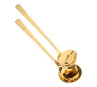 FESTFENDS Cuchara para Servir de Acero Inoxidable con Boquilla de Vertido, Set de 2 Piezas, Gran Capacidad y Diseño Innovador Dorado para Cocina Doméstica