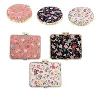 FESTFENDS Espejo de Maquillaje Portátil de Doble Cara 6 Piezas, Compacto Resina Estilo Retro, Adecuado para Mujeres en Viaje o Uso Diario