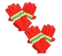 FESTFENDS Guantes de Bombero Naranja Ignífugos Resistentes al Calor y Antideslizantes de Algodón 2 Pares para Protección y Seguridad para Rescate en Situaciones Críticas