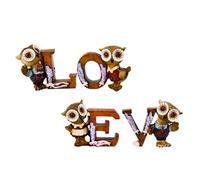 FESTFENDS Juego de 4 Piezas de Resina Forma de Búho y Letras de Amor, Estatua Decorativa Creativa para Decoración del Hogar y Compromiso