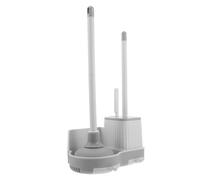 FESTFENDS Juego de Cepillo y Desatascador de Inodoro Montaje en Pared Color Blanco y Gris Limpieza Precisa de Ranuras Accesorios Esenciales para Baño y Apartamento Estropajo para