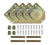 FESTFENDS Placas de Montaje Inclinadas 12° Kit Reparación Patas de Sofá y Mesa Juego de 4 Tornillos, Acero Galvanizado en Color Zinc, 70x67x1,2 Mm para Patas de Muebles