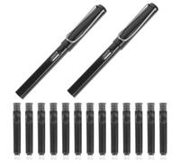 FESTFENDS Pluma Estilográfica de Viaje, Bolígrafo Corto, Ef 0,38mm, Negro, Abs y Carbono, Recargable con Recargas de Tinta, para Deberes y Escuela