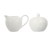 FESTFENDS Set de 2 Piezas de Azucarero y Jarra para Leche de Cerámica de Color Claro, Diseño Elegante y Fácil de Limpiar, Adecuado para Servir Café el Hogar