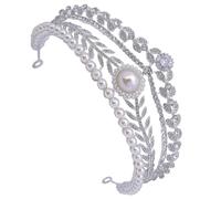 FESTFENDS Tiara de Boda Perlas E Imitación de Gemas, Aleación de Zinc Resistente y Diseño Elegante para Mujer en Bodas y Fiestas