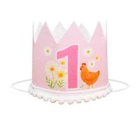Festiblast Decoraciones de pollo para el primer cumpleaños, sombrero de cumpleaños de pollo floral, sombrero de fiesta rosa, este pollito es una decoración para niñas primer cumpleaños suministros de