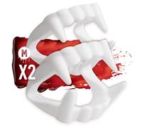 Festicy Dientes de vampiro S/M I Mordida de vampiro para niños, estable y amigable con los niños, dientes de vampiro Drácula Halloween, Blanco, M 2x