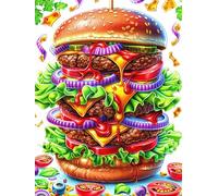 Festín de Hamburguesas de Tres Pisos Rompecabezas 500 Piezas Cartón para Adultos Y Adolescentes Vida Silvestre y Plantas Hobby Colección Toda La Familia Decoración Única Hogar 500 PCS