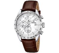 Festina Reloj Hombre Analógico de Cuero Marrón - Movimiento de Cuarzo - Cronógrafo - Calendario - Cristal Mineral de Alta Resistencia - Resistente al Agua 5 ATM Elegante F16760/1 Timeless Chronograph