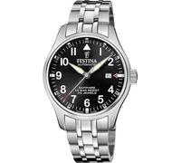 Festina F20151/D - Reloj automático de acero inoxidable y cristal de zafiro, 44 mm, plateado