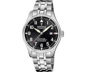 Festina F20151/D - Reloj automático de acero inoxidable y cristal de zafiro, 44 mm, plateado